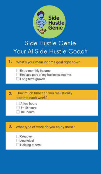 Side Hustle Genie Mockup Questions